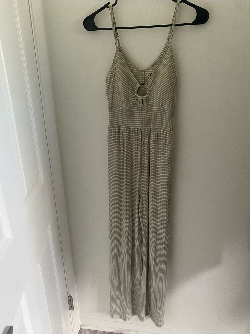 SO  Striped Sleeveless Ring-Front Jumpsuit